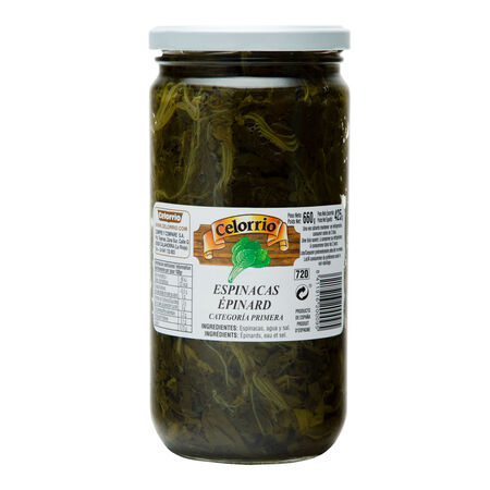 Espinaca Celorrio tarro de cristal 425g
