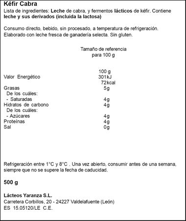 Kefir de cabra Yaranza 500g