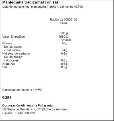 Mantequilla Asturiana 250g con sal