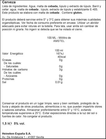 Cerveza rubia Amstel pack 6 botellas 25cl