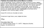 Tableta Dúo chocolate Leche y Blanco cookies Valor 170g