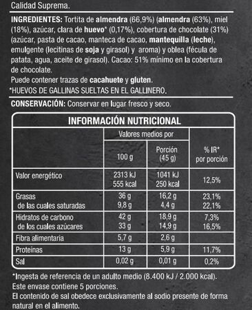 Tortita de almendra Alipende 225g chocolate 