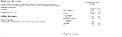 Burguer meat de angus Miguel Vergara pack 2 de 160g