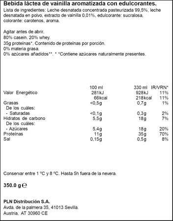 Bebida l&aacute;ctea vainilla prote&iacute;nas Margui 350gr