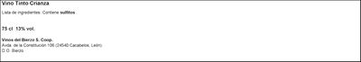 Vino tinto DO Bierzo Guerra crianza