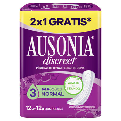 Compresas pérdidas de orina Ausonia Discreet 12 uds normal