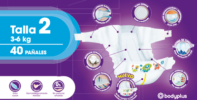 Pañal Bodyplus 40 unidades Talla 2