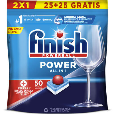 Pastillas del lavavajillas Regular 50 pastillas Finish Powerball Power All in 1