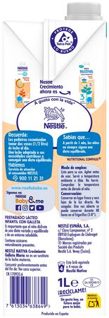 Leche crecimiento Nestlé junior galleta desde 12meses 1l