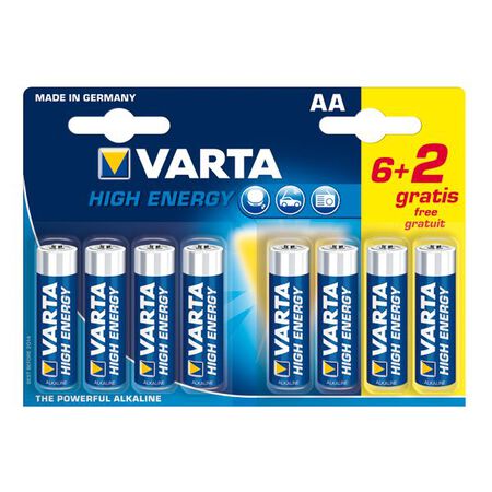 Pila Alkaline Longlife Power Varta 6+2 unidades AAA