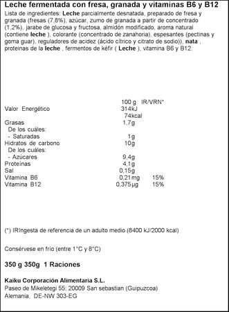 K&eacute;fir fresa y granada 350 g