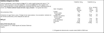 Galleta integral Gull&oacute;n 560g +50% active