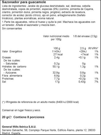 Sazonador guacamole Old El Paso 20g