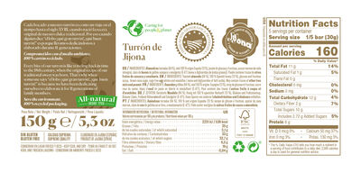 Turrón de Jijona sin gluten con almendra y miel El Lobo 150g