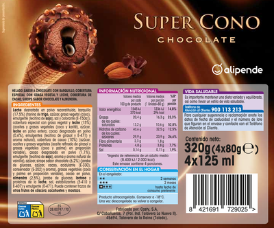Helado supercono Alipende 4 uds chocolate