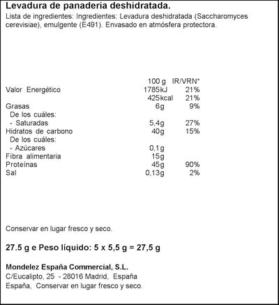 Levadura panaderia Royal 5 sobres