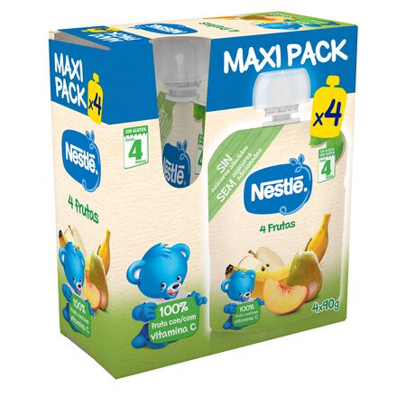 Pouch Nestlé 4 frutas desde 4meses pack 4