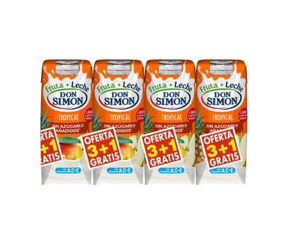 Fruta + leche tropical sin azúcar añadido Don Simon 3+1
