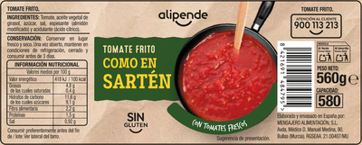 Tomate frito como en sart&eacute;n sin gluten Alipende 560g