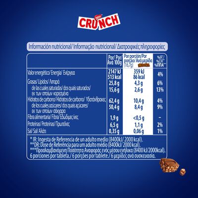 Chocolate con leche sin gluten nestl&eacute; 100g Crunch