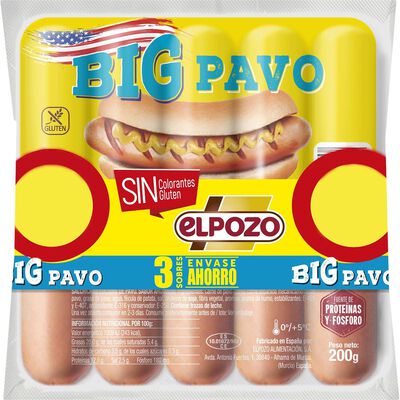 Salchicha Big pavo ElPozo pack 3 x 200g