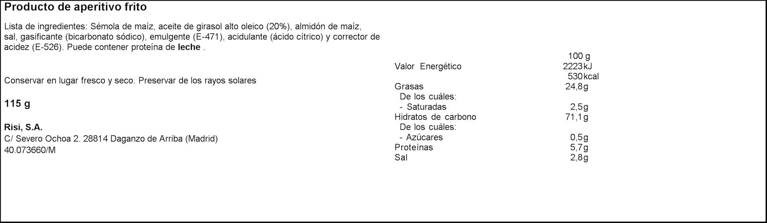 Snack de maíz sin gluten triskys Risi 115g