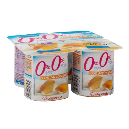 Yogur sin azúcar añadido Alipende pack 4 con melocotón 525g