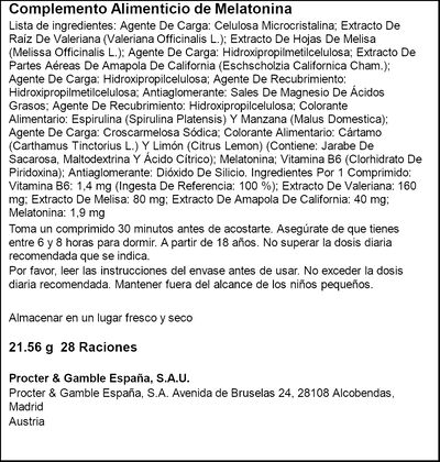 Complemento alimenticio para el sue&ntilde;o Zzzquil 28 comprimidos 