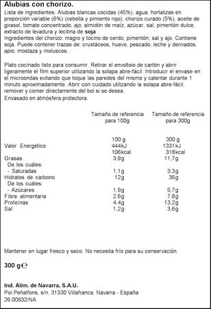 Alubias con chorizo Carretilla 300g