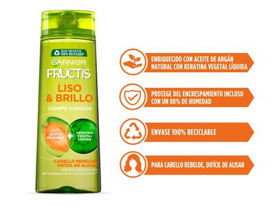 Champú fortificante Fructis 380ml liso&brillo