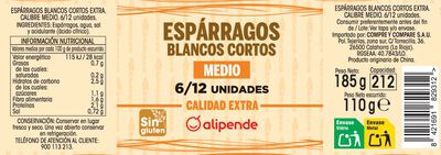 Esp&aacute;rragos blancos extra cortos sin gluten Alipende 110g