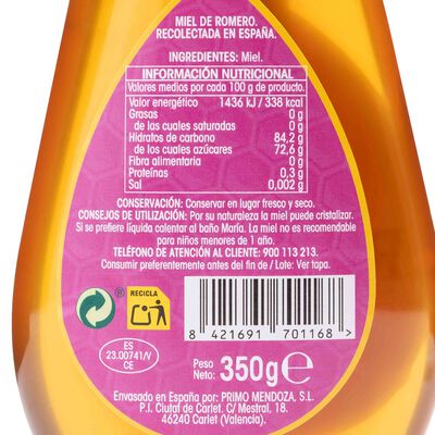 Miel de romero antigoteo origen nacional Alipende 350g