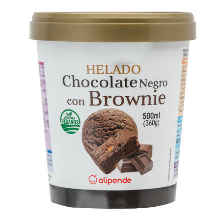 Helado en tarrina premium Alipende 500ml choco brownie