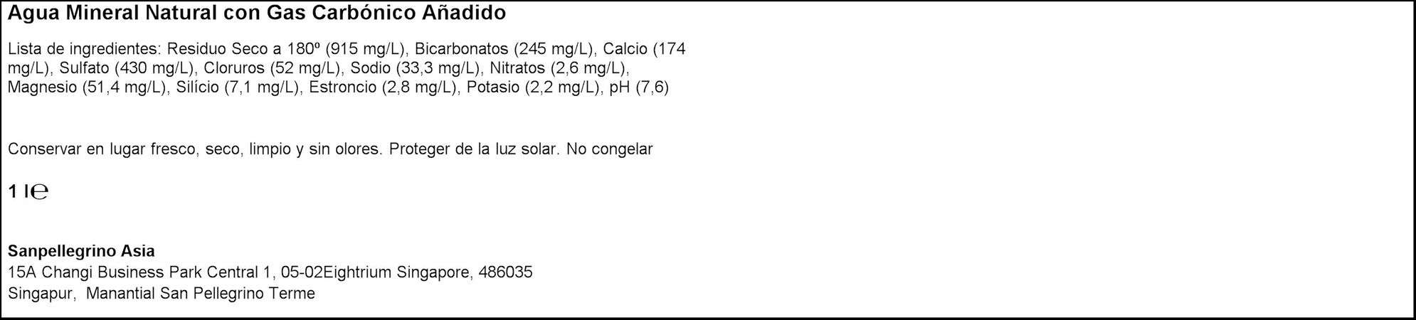 Agua con gas San Pellegrino 1l