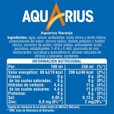 Bebida isotónica Aquarius botella 1,5l naranja