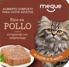 Comida húmeda gato Meque tarrina rico en pollo 100g