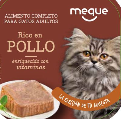 Comida húmeda gato Meque tarrina rico en pollo 100g