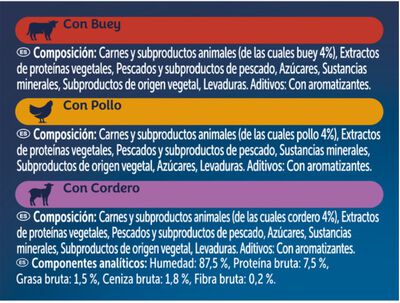 Alimento de gato soup con carne con buey con pollo y con cordero Felix 288g