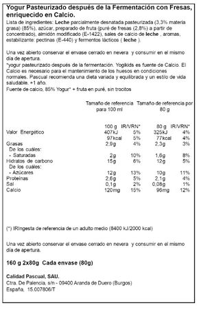 Alimento infantil yogikids pouch pack 2 fresa Pascual