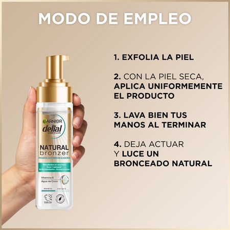 Mousse autobroceador Delial 200ml natural bronze con agua de coco