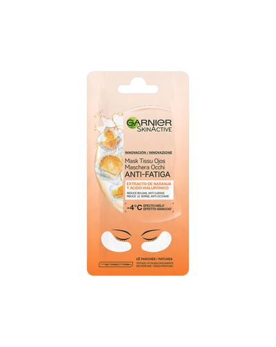 Mascarilla de Ojos Garnier Antifatiga con Extracto de Naranja y &Aacute;cido Hialur&oacute;nico