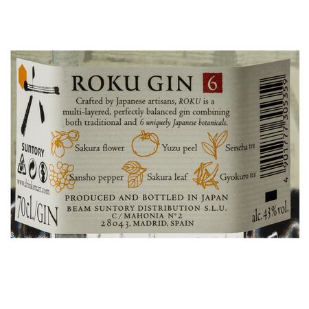 Ginebra Roku 70cl Japón