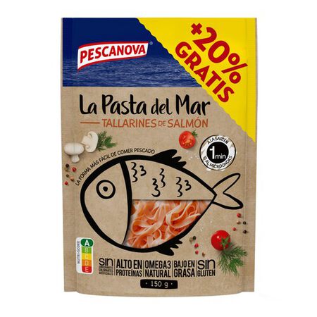 Tallarines salmón Pescanova 125g+20%