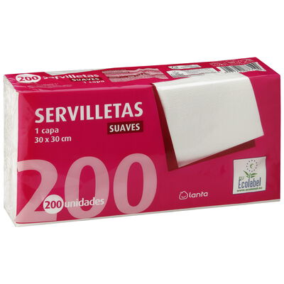 Servilletas suaves 1 capa Lanta 200 unidades