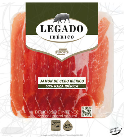 Jamón de cebo ibérico lonchas sin lactosa 60g ElPozo Legado
