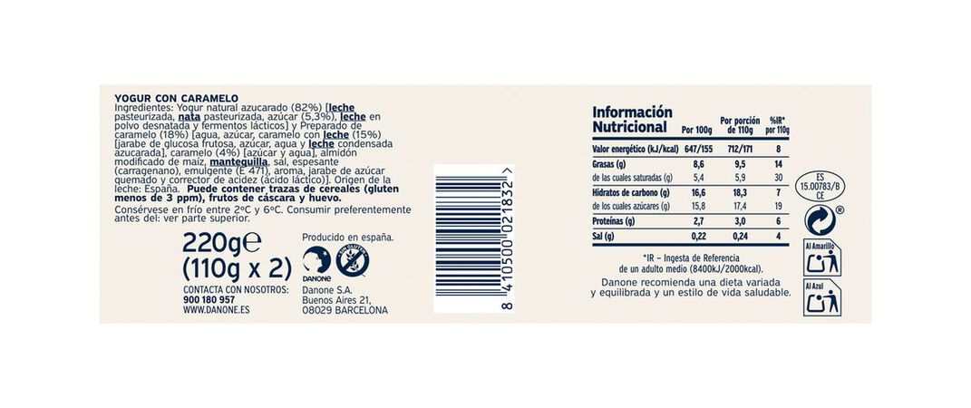 Yogur estilo griego Oikos pack 2 caramelo