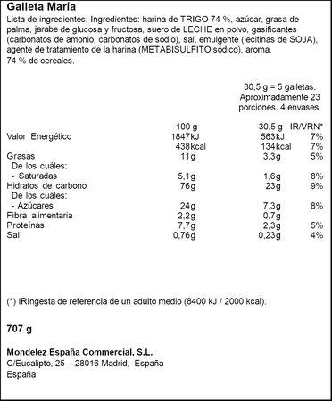 Galleta La Buena María Fontaneda 707g