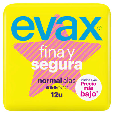 Compresas con alas Evax fina y segura 12 uds normal