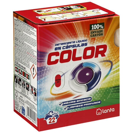 Detergente en capsula pentacámara Lanta 22 lavados color