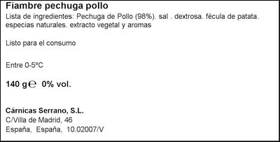 Tiras de pechuga de pollo topping Serrano 140g Natural